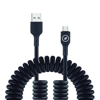 Muvit For Change Cable Rizado USB a USB-C 3A/60w 1.2m Negro