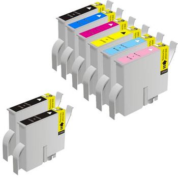 Compatible Multipack Epson T0331/6 Full Set + 2 EXTRA Black Ink Cartridges (8 Pack)
