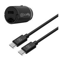 celly kit cargador coche cable usbc a usbc 20w propower negro