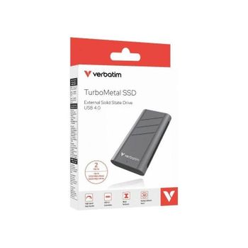 Disco Duro Verbatim TurboMetal SSD 2TB USB4 Gen 2x2 3700MB/s + Enfriamiento activo