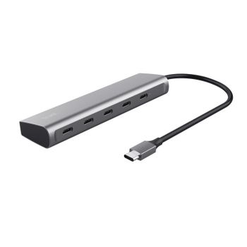 Hub Trust 5 puertos USB-C 5Gbps modelo Halyx con Power Delivery 100W y protección avanzada