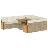 set sofas jardin y cojines 11 piezas ratan sintetico acacia beige