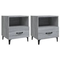 pack 2 uds mesita de noche  mesa auxiliar  mesilla madera contrachapada gris sonoma