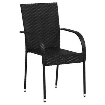 Pack 6 Uds Sillas De Jardín | Silla De Exterior | Sillón Apilables Ratán Sintético Negro