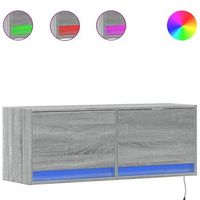 mueble de tv de pared con luces led gris sonoma 100x31x35 cm vidaxl