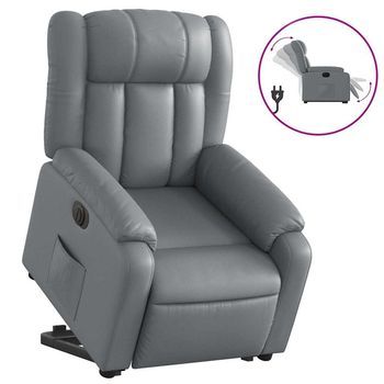 Sillón De Salón | Silla | Sillón Reclinable Elevable Eléctrico De Cuero Sintético Gris