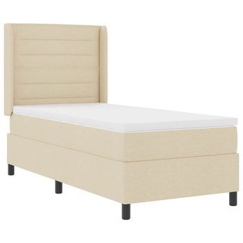 Cama Box Spring Led Con Colchón Crema 90 X 200 Cm Tela Vidaxl