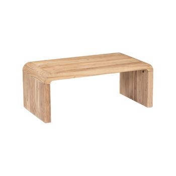 Mesa De Centro Rectangular De Madera Maciza De Acacia, Natural