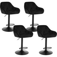 juego de 4 taburetes altos de bar sillas de cocina giratorias altura ajustable terciopelo negro