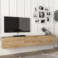 mueble tv suspendido vihti aglomerado 180 x 31 x 30 cm - roble encasa