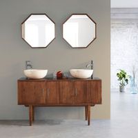 mueble de bano de madera de mindi maciza de 135 cm