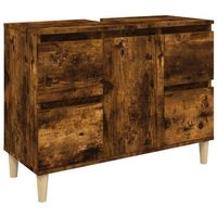 armario de lavabo  mueble de lavabo madera contrachapada roble ahumado 80x33x60cm
