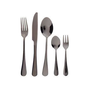 Cubertería Moderna Conjunto 30 Cubiertos Para 6 Personas Cuchillo Tenedor Cuchara Cucharilla Tenedor Para Postre Acero Inoxidable Negro Fusilli