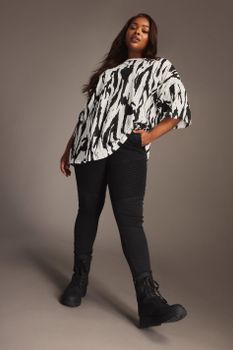 Yours Vaquero Negro Pitillo Ava Estilo Motero, Mujer Curvy Y Tallas Grandes, Yours