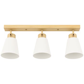 HOMCOM Lámpara de Techo con 3 Puntos de Luz Regulables a 90° y Casquillos E27, Color Madera   Aosom España