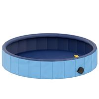 pawhut piscina para perros pequenos plegable con aspersor de pvc antideslizante resistente al desgaste o80x20 cm azul claro