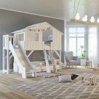 mathy by bols treehouse bunk bed with platform  slide available in 3 sizes  26 colours  - single