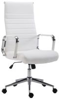 silla de oficina giratoria regulable en simil cuero blanco