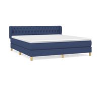 cama box spring con colchon tela azul 180x200 cm diseno de botones