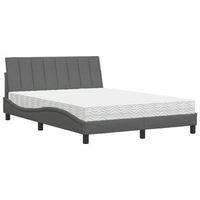 cama con colchon hanko tela gris oscuro 140x190 cm vidaxl
