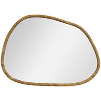 homcom espejo de pared decorativo 70x50 cm con forma irregular y marco en madera horizontal o vertical natural   aosom espana