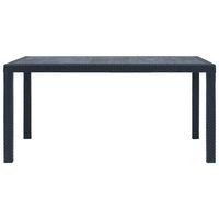 mesa de jardin  mesa de exterior de plastico aspecto ratan gris 150x90x72 cm