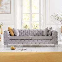 amara grey plush fabric 3 seater sofa