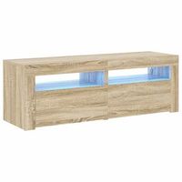 mueble de tv  mueble de salon  gabinete de tv con luces led roble sonoma 120x35x40 cm