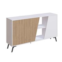consola baja 150 cm efecto balnco - roble