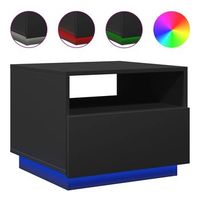 mesa de centro de salon con cajon diseno moderno con luces led 50 x 49 x 40 cm madera de ingenieria negra dec037675