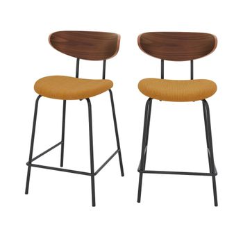 Set de 2 sillas para isla central en pana amarilla 64,5 cm
