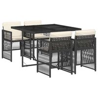 set de muebles jardin 5 uds  conjunto de comedor con cojines ratan sintetico negro