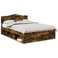 estructura de cama con cabecera roble ahumado 140 x 200 cm