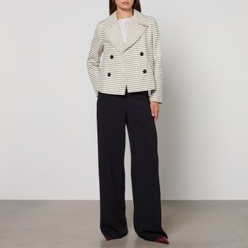 Max Mara Studio Assuan Striped Cotton Ottoman Blazer - UK 12