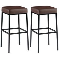 set de 2 taburetes montreal  altura 80 cm simil cuero marron 37x37x78 cm clp