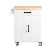 carrito auxiliar de cocina con 2 puertas 1 cajon 1 toallero mdf blanco