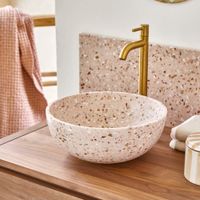 lavabo redondo de terrazo premium rosa   32 cm