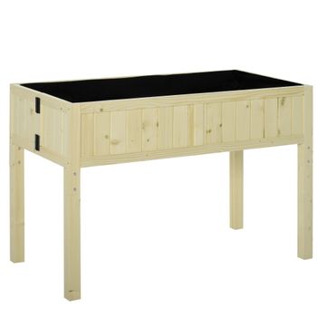 Outsunny Huerto Elevado Plegable de Madera con Drenaje, 115x56x76 cm   Aosom España