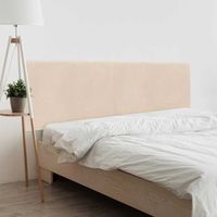 dhome cabecero hueso 200cm dual acabado toalla soft tapizado liso con patas 8cm grosor 70 alto tejido suave para pared acusticos cabeceros absorbentes 200cm 8cm - 70 al - hueso