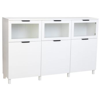 Aparador de madera blanco con 3 puertas y 3 cajones 180x42x114h cm