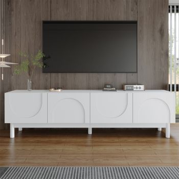 Mueble De Tv - Mueble Para Salón - Mdf Y Tablero De Partículas - Blanco (169x35x45.5cm)