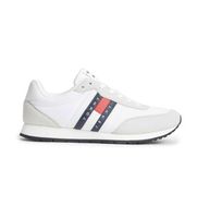 tommy jeans para hombre em0em01709 zapatillas con logo y mezcla de texturas blanco 45 plano cordones casual sostenible poliester rec