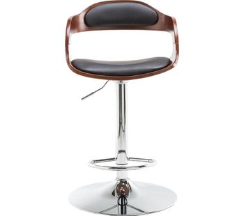 Windsor Faux-Leather Bar Stool Chair - Walnut & Black, Black
