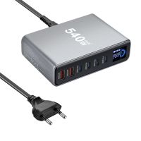 gan tech cargador usb pd de 540w con 6 puertos ymx-lcd bakeey 2 usb-a  4 usb-c pd qc cargador rapido estacion de car