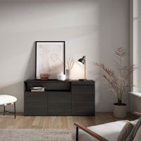 aparador efecto madera negro 150x35x75cm