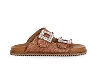 zapatilla de piel trenzada con hebilla de doble joya earth