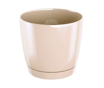 Maceta redonda de plastico coubi round p en color crema 12 (largo) x 12 (ancho) x 11 (altura) cm