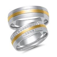 alianzas de oro blanco y amarillo con 30 diamantes