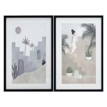 2 láminas impresas enmarcadas marrakech tonos tierra y lila 60x40 cm