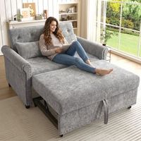 sofa convertible 3 en 1 con respaldo reclinable 110145180 - tejido de chenilla - superficie para dormir 170 x 98 cm - 2 cojines - color gris